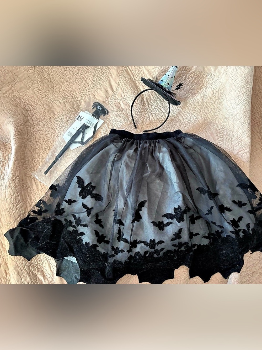 H&M Halloween bat skirt, hat, and wand set
